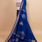 Midnight Blue Floral Weaving Silk Saree