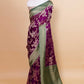 Purple & Green Shiffon Silk Saree