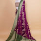 Purple & Green Shiffon Silk Saree