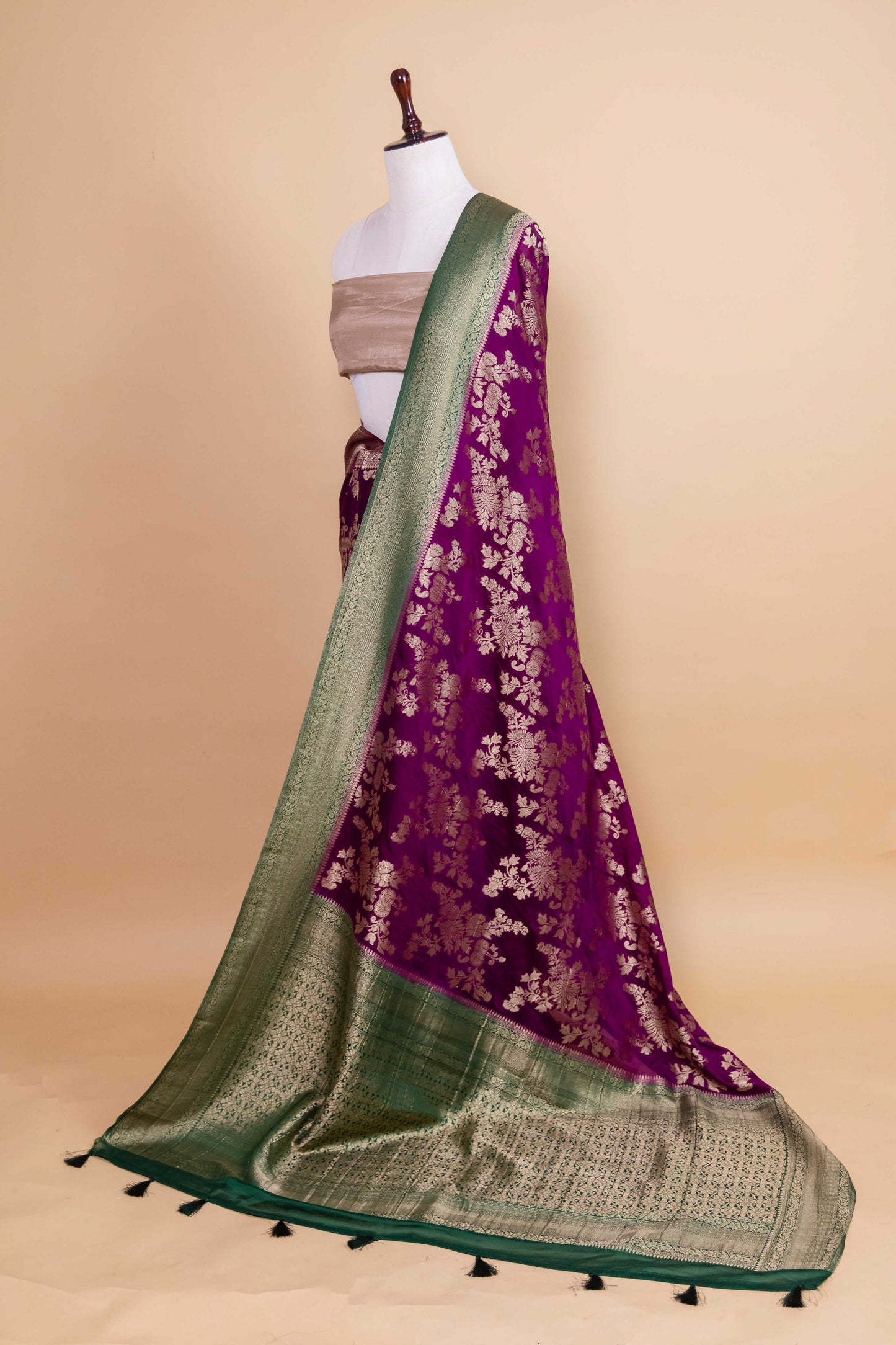 Purple & Green Shiffon Silk Saree