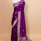 Purple Swan Weaving Silk Saree