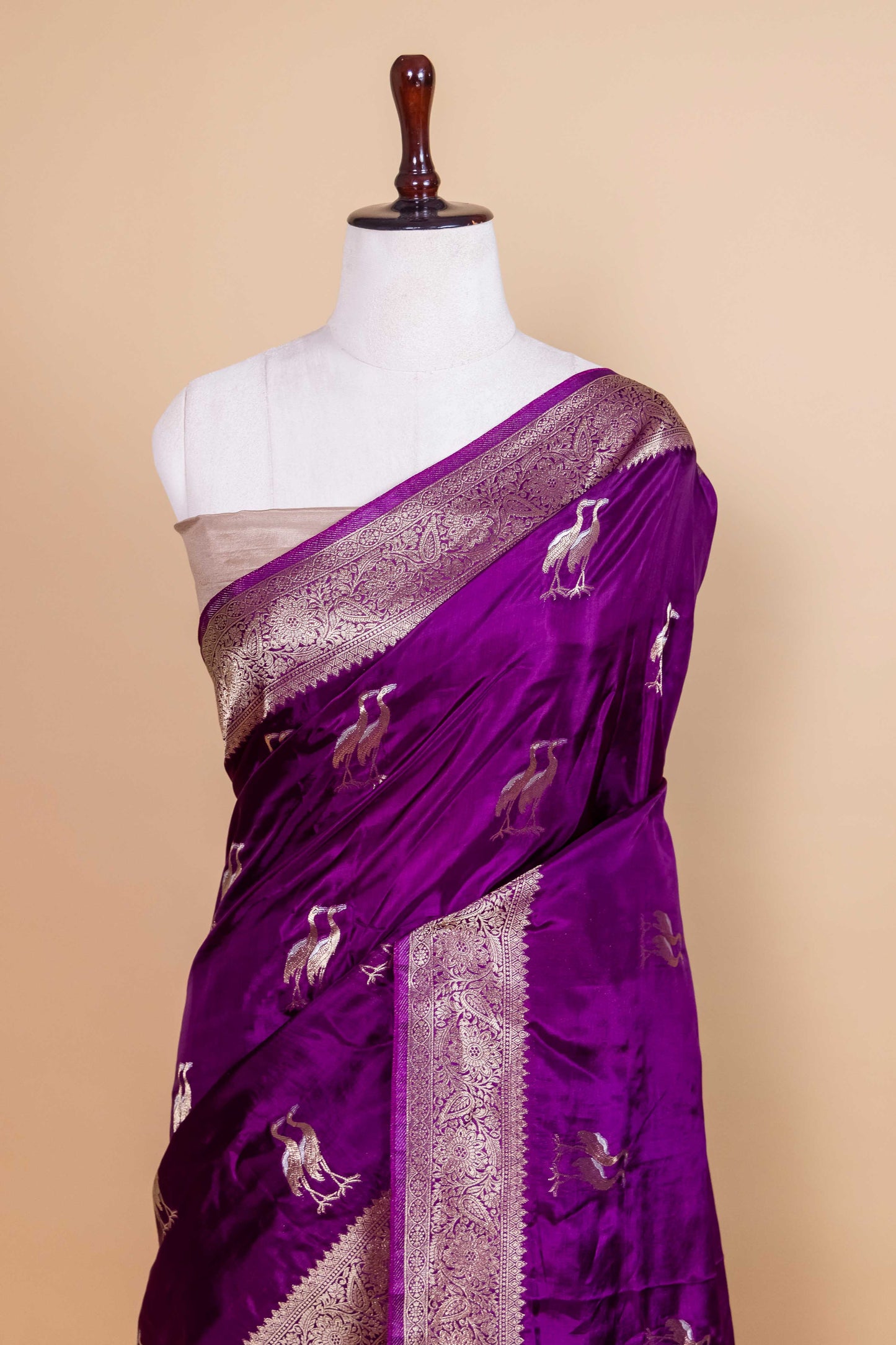 Purple Swan Weaving Silk Saree