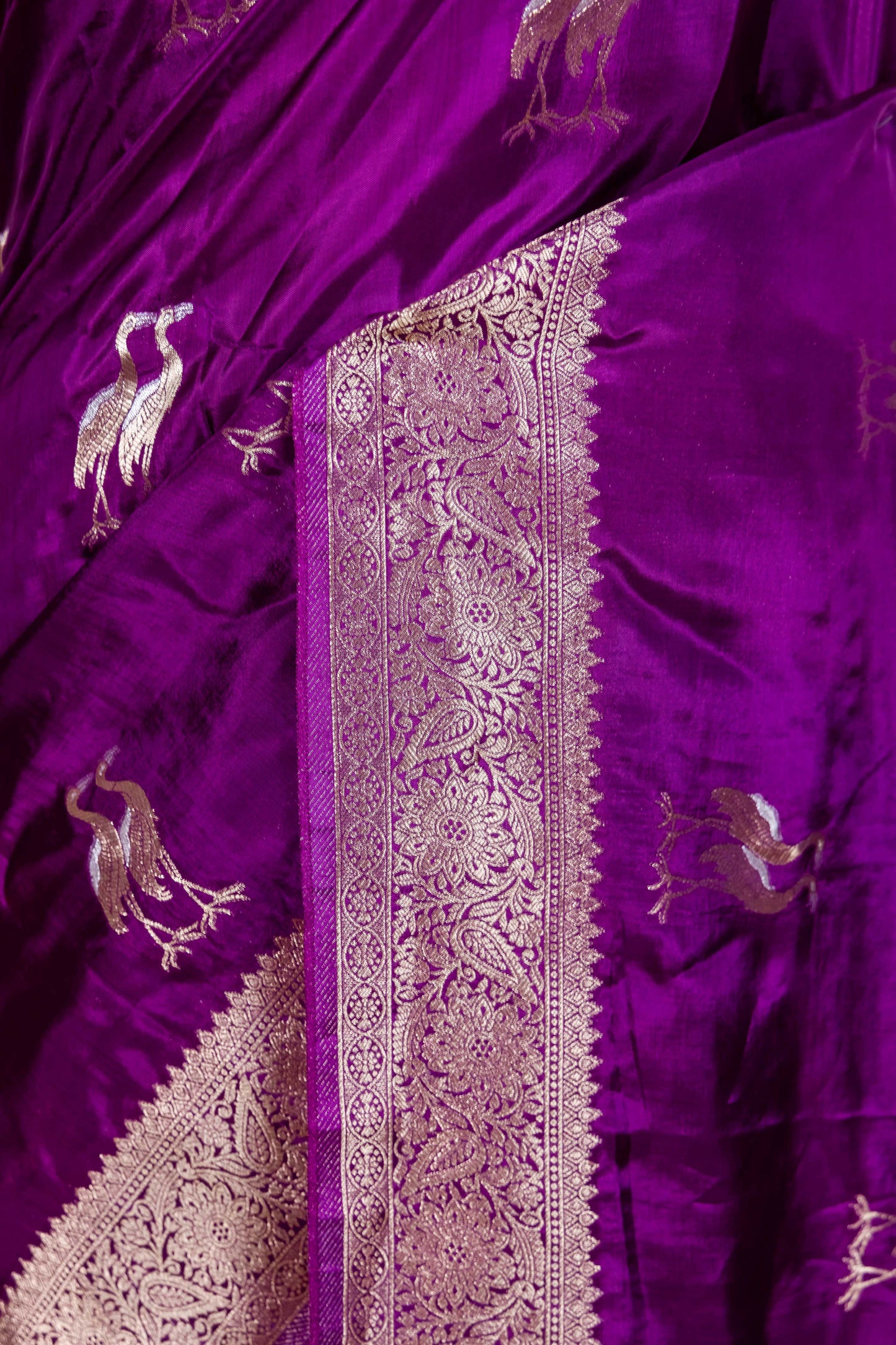 Purple Swan Weaving Silk Saree
