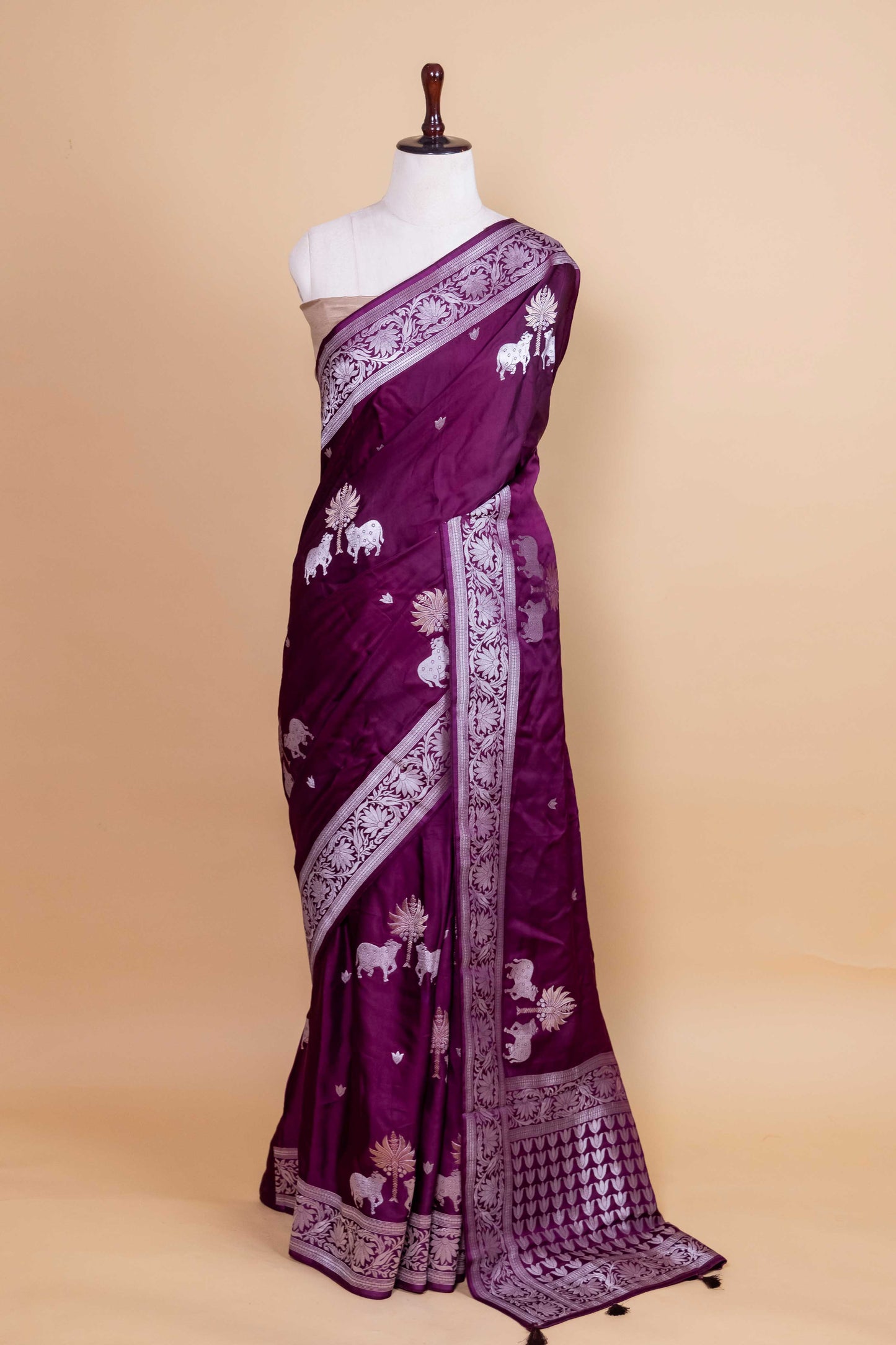 Magenta Pichwai Weaving Satin Silk Saree