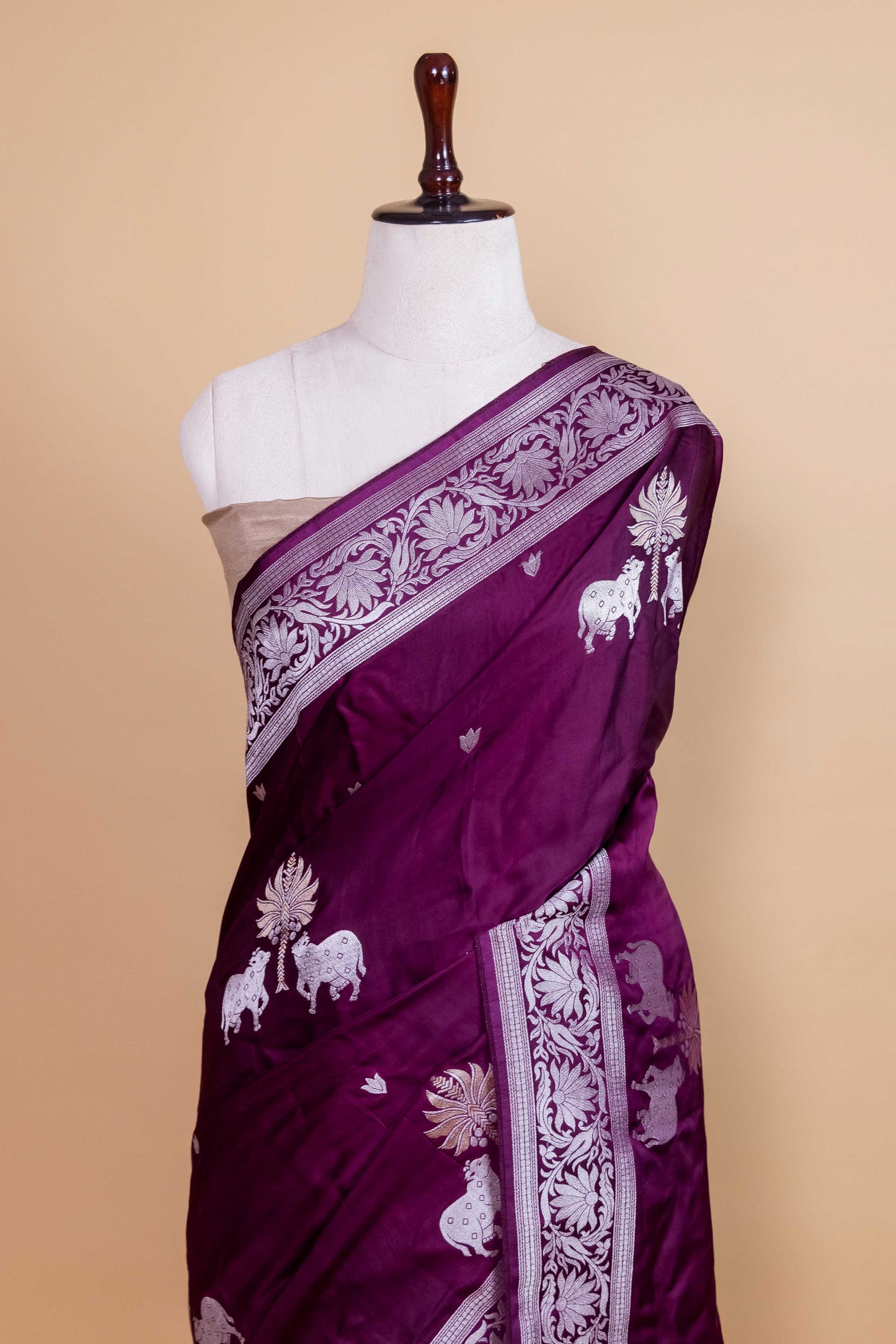 Magenta Pichwai Weaving Satin Silk Saree