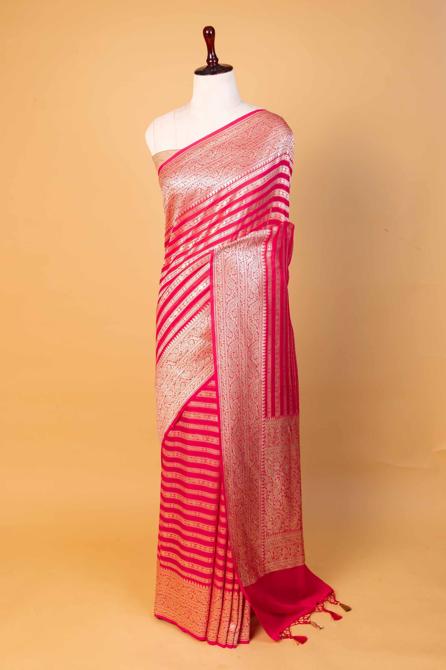 Cherry Red Khaddi Georgette Silk Saree