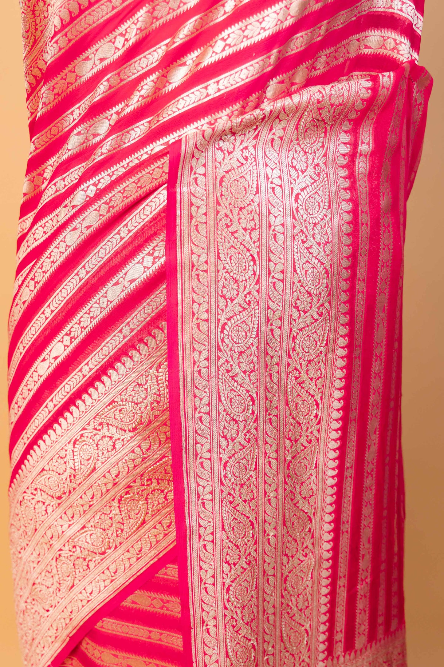 Cherry Red Khaddi Georgette Silk Saree