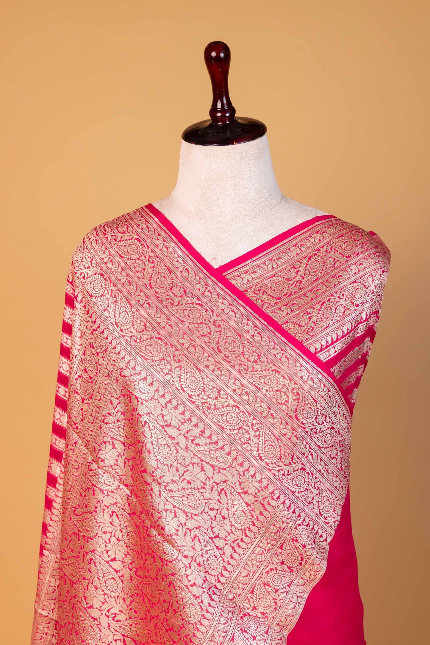 Cherry Red Khaddi Georgette Silk Saree