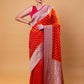 Orange & Rani Polka Dot Khaddi Georgette Silk Saree