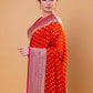 Orange & Rani Polka Dot Khaddi Georgette Silk Saree