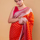 Orange & Rani Polka Dot Khaddi Georgette Silk Saree