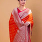 Orange & Rani Polka Dot Khaddi Georgette Silk Saree