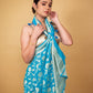 Blue Handwoven Khaddi Banarasi Georgette Silk Saree