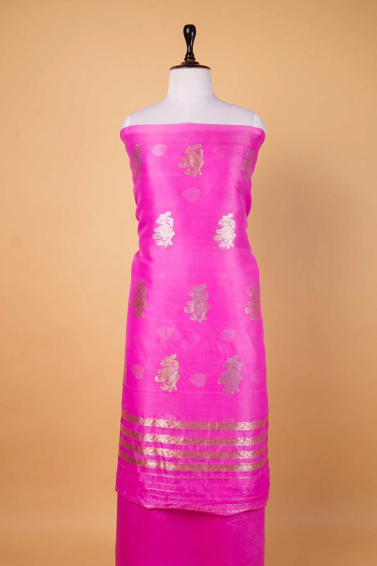 Onion Pink Organza Handwoven Suit