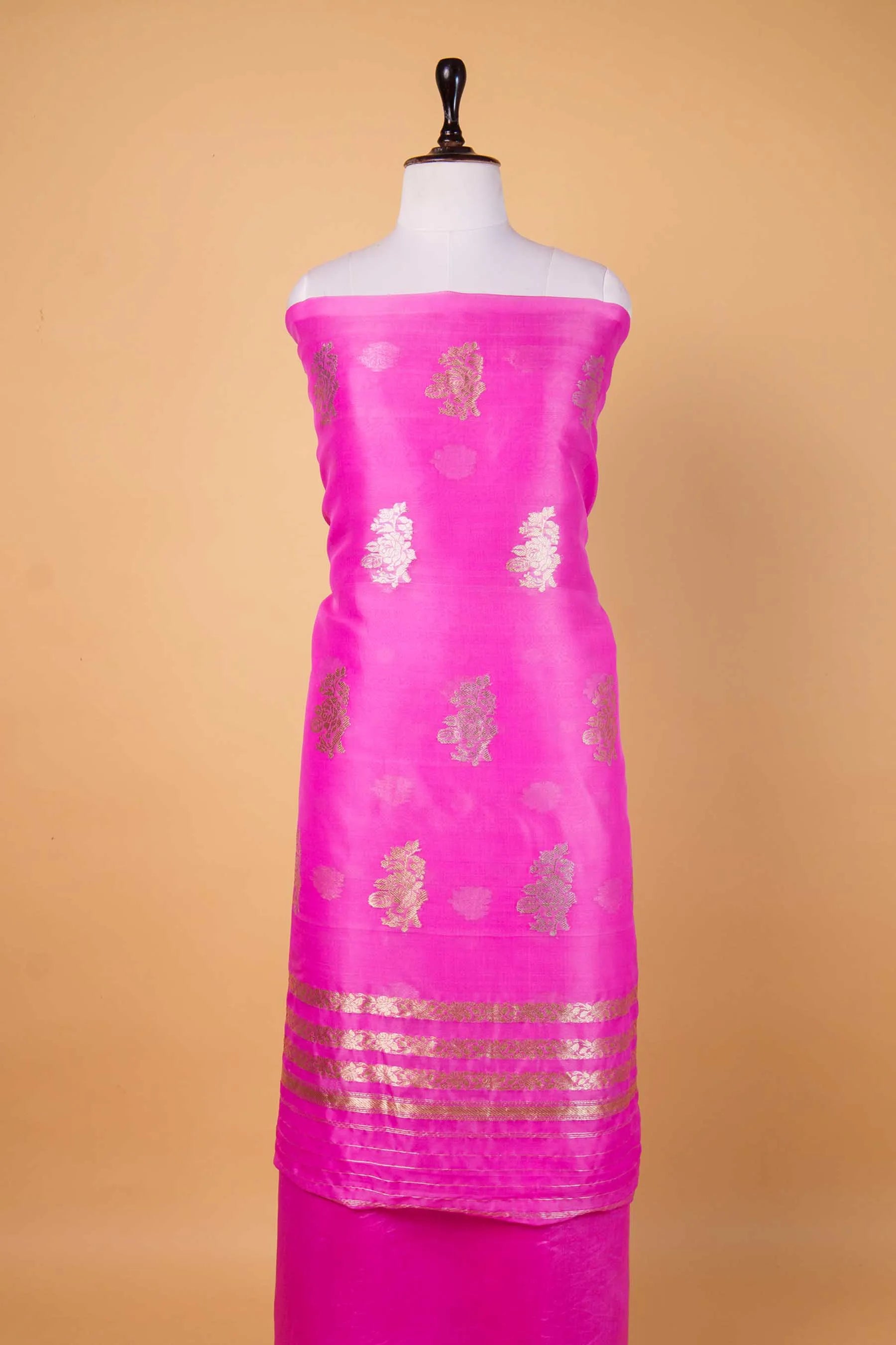 Onion Pink Organza Handwoven Suit