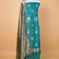 Teal Green Organza Handwoven Suit