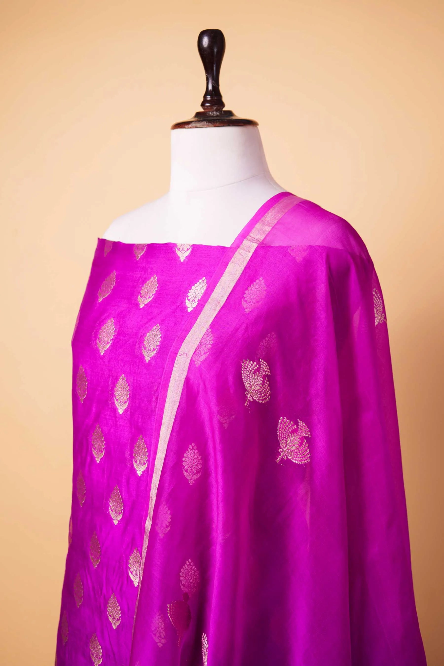 Magenta Handwoven Chiniya Silk Suit Set