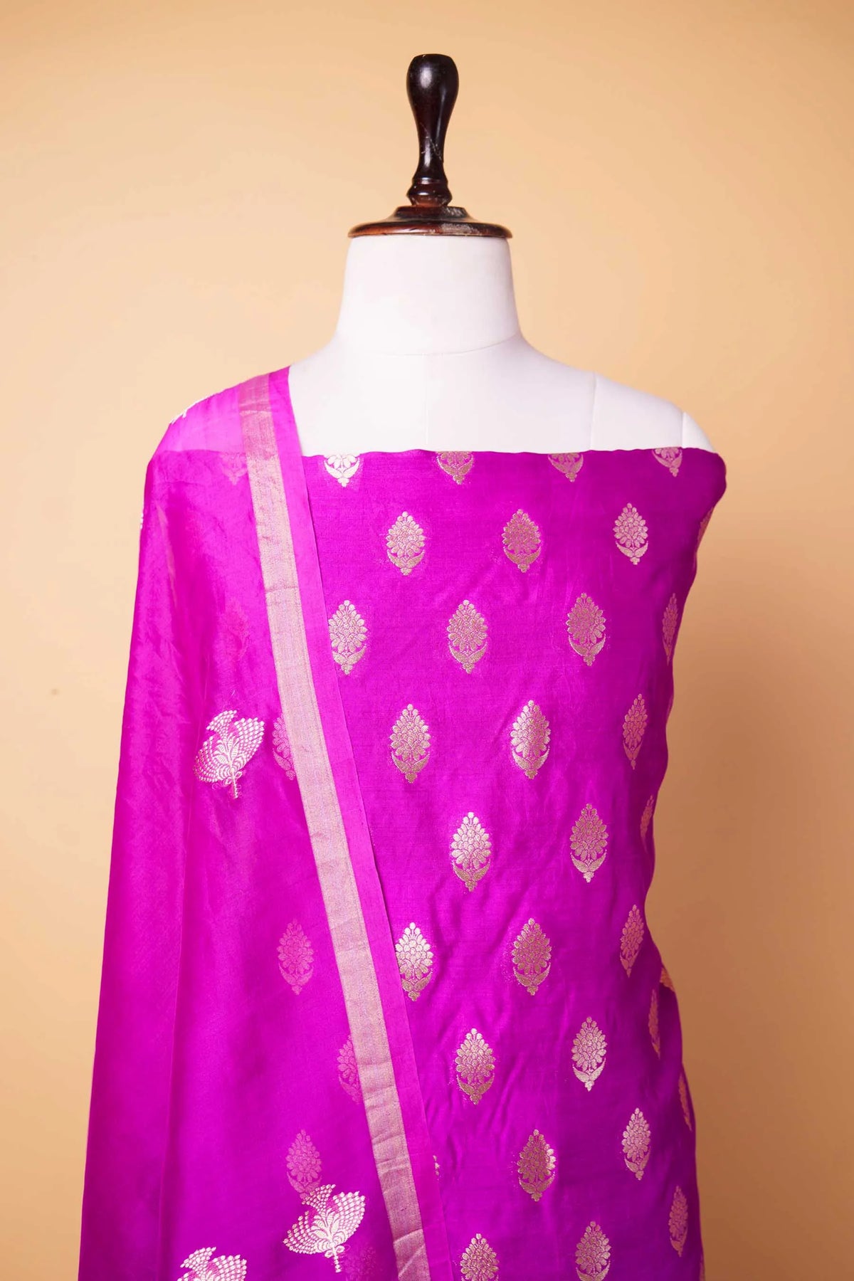 Magenta Handwoven Chiniya Silk Suit Set