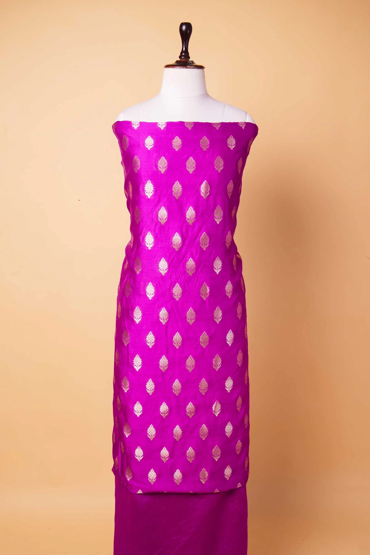 Magenta Handwoven Chiniya Silk Suit Set