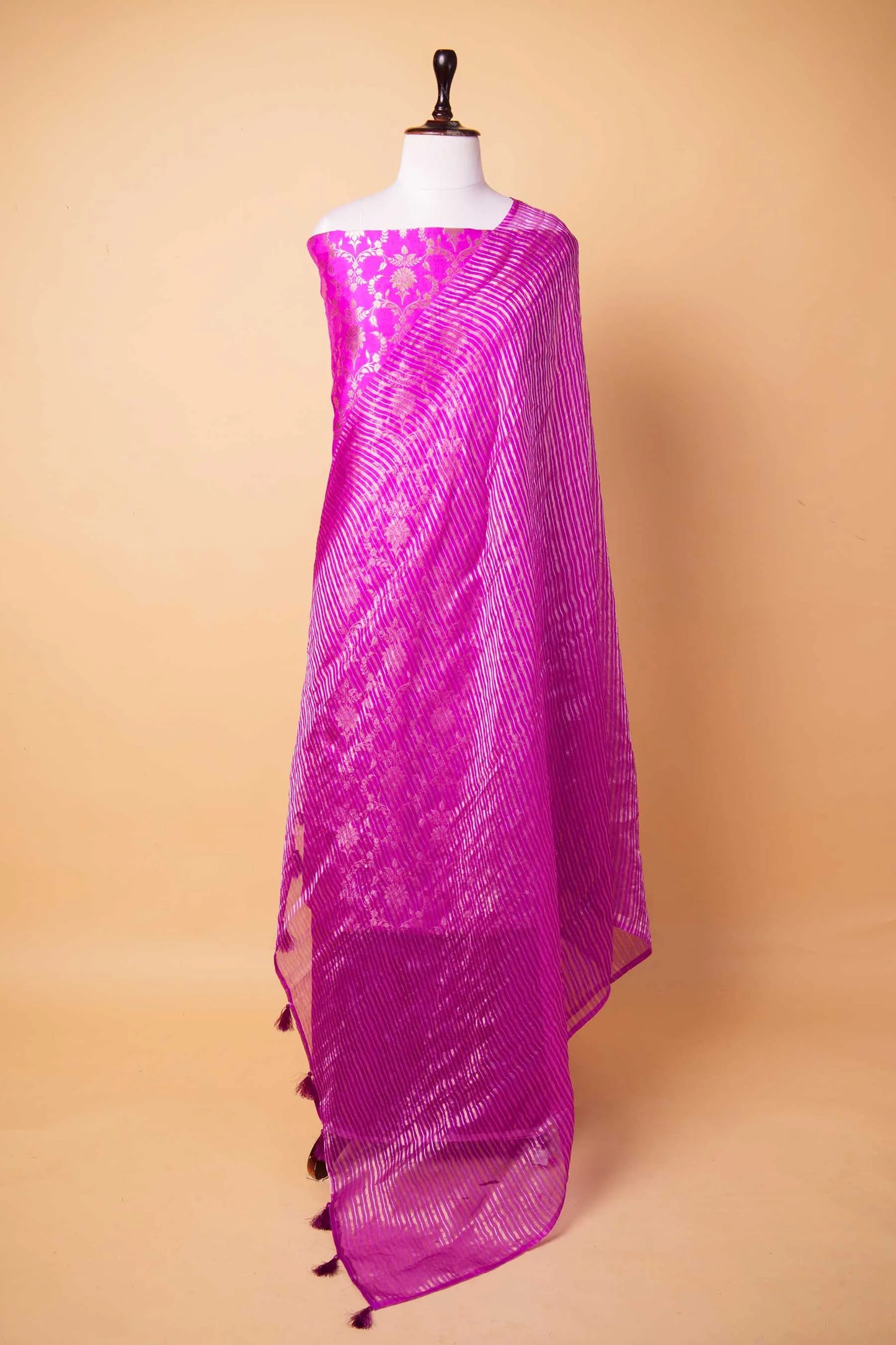 Magenta Handwoven Chiniya Silk Suit Set