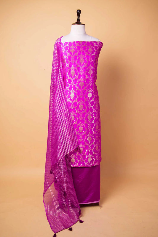 Magenta Handwoven Chiniya Silk Suit Set