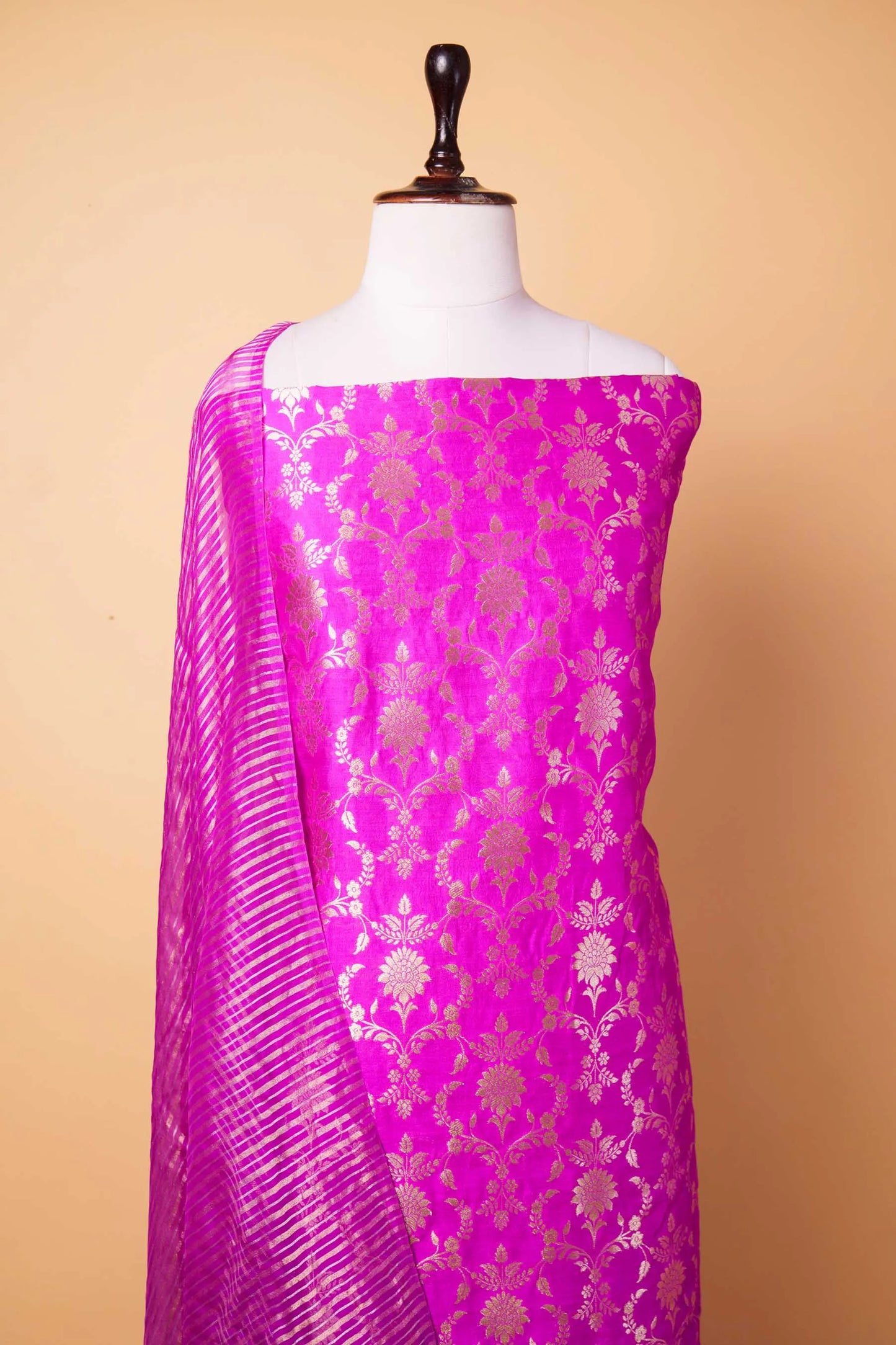 Magenta Handwoven Chiniya Silk Suit Set