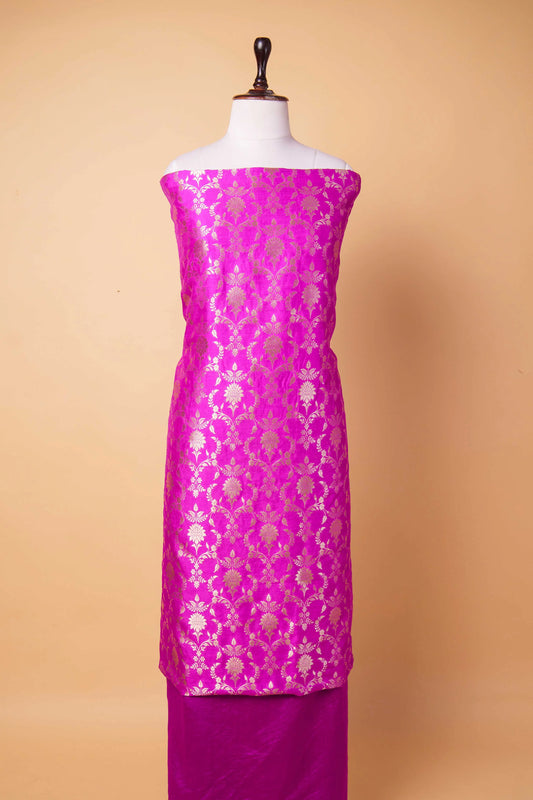 Magenta Handwoven Chiniya Silk Suit Set