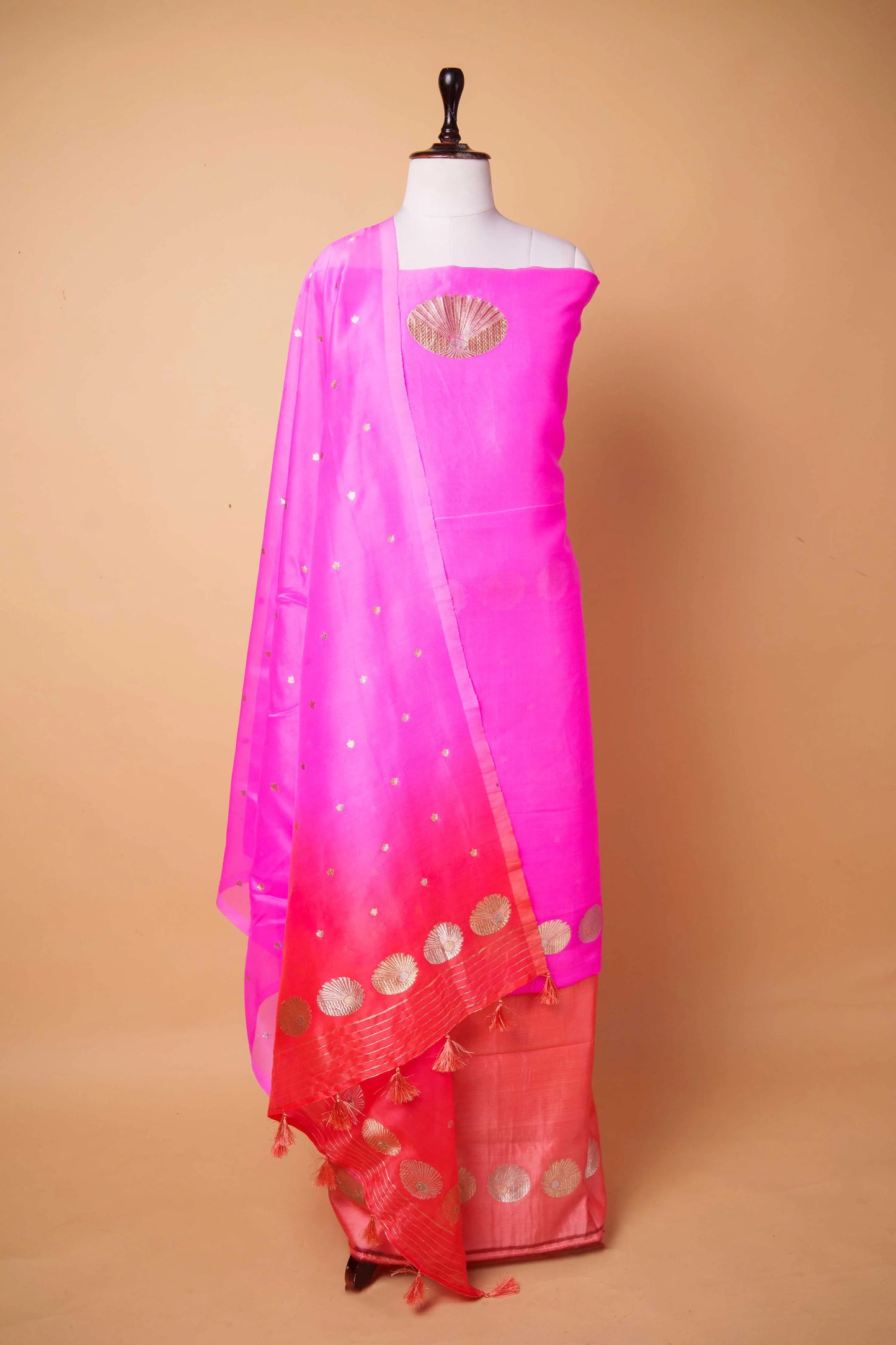 Peach and Pink Shaded Organza Suit