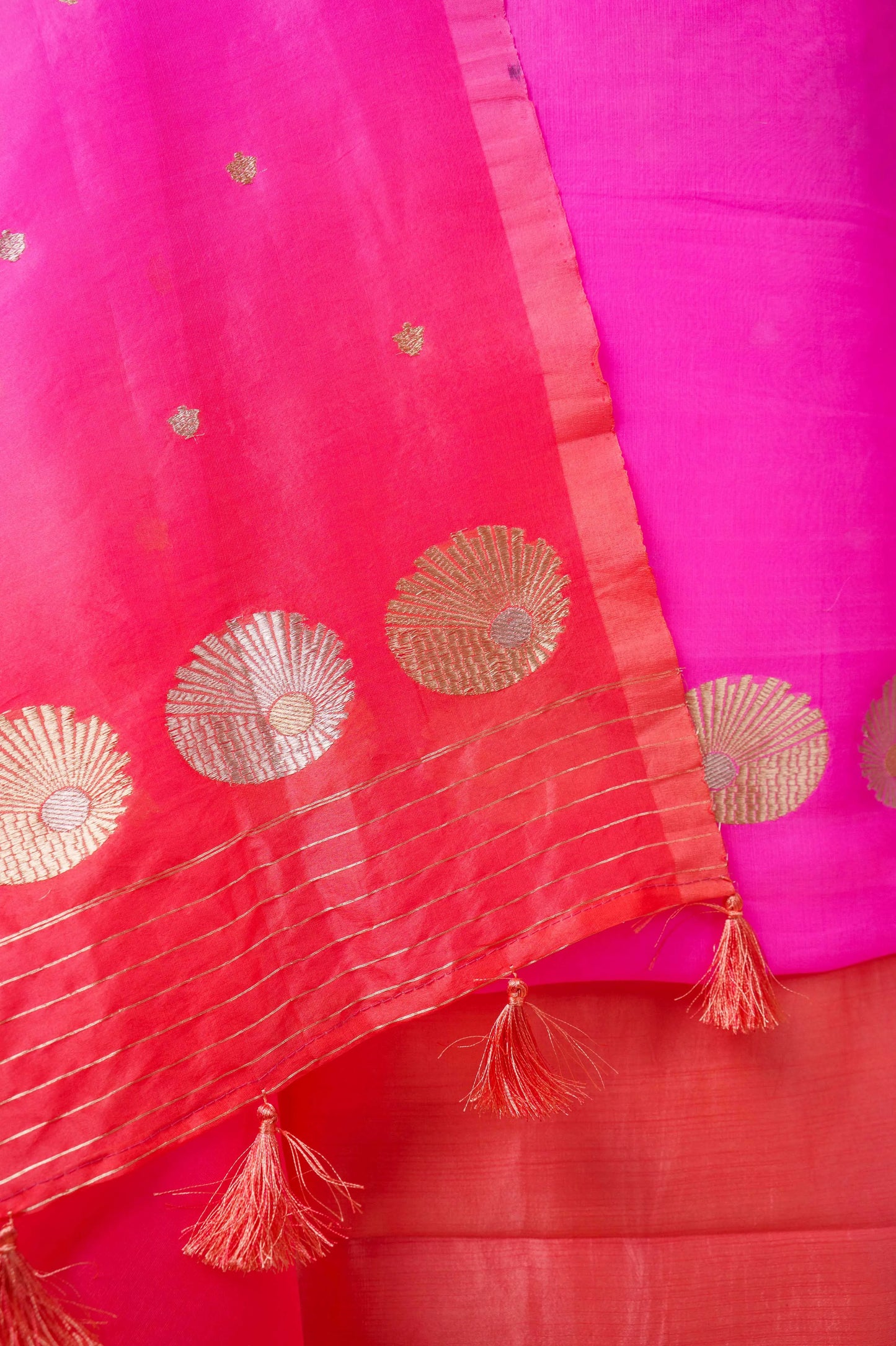 Peach and Pink Shaded Organza Suit
