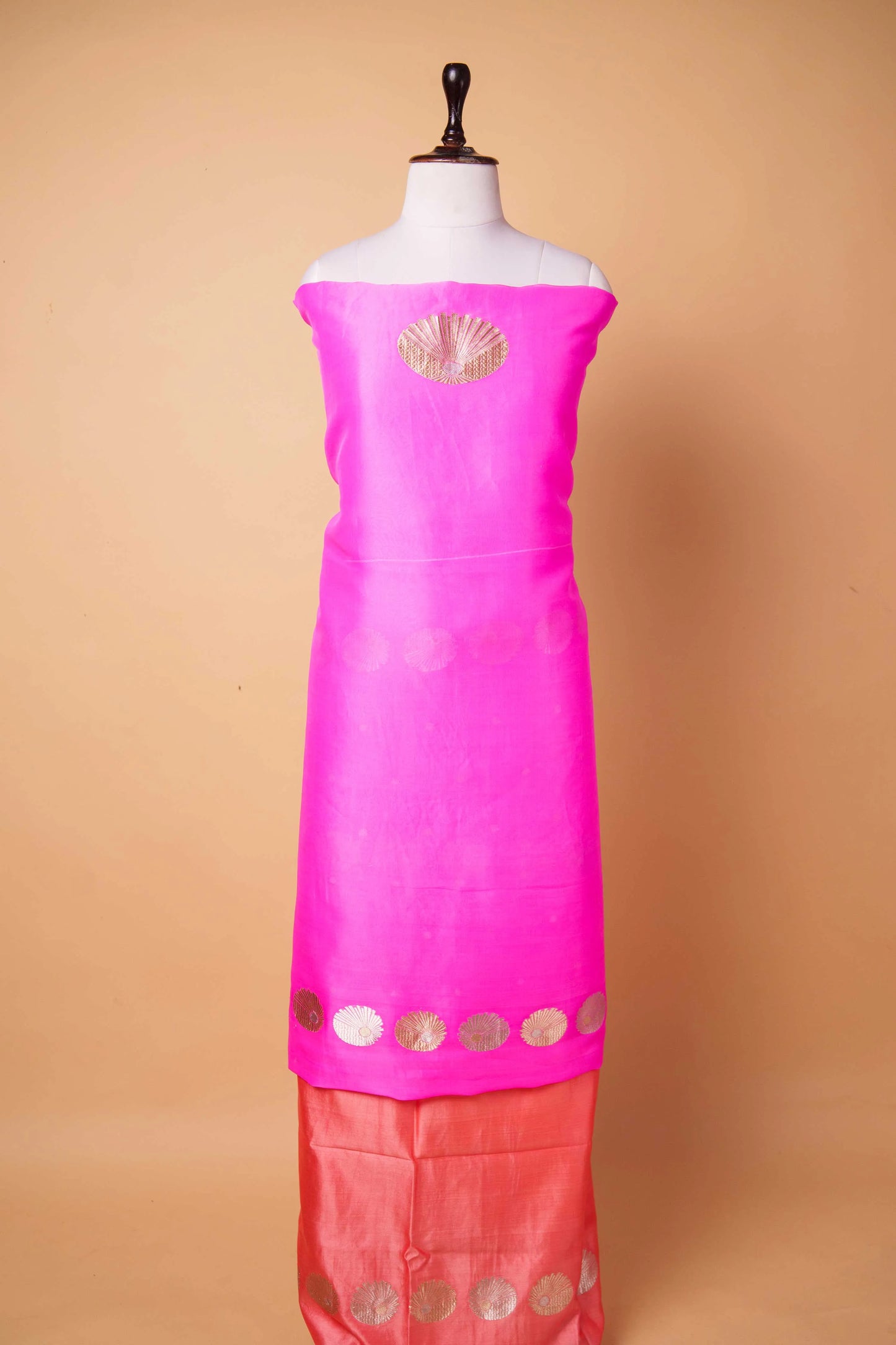 Peach and Pink Shaded Organza Suit