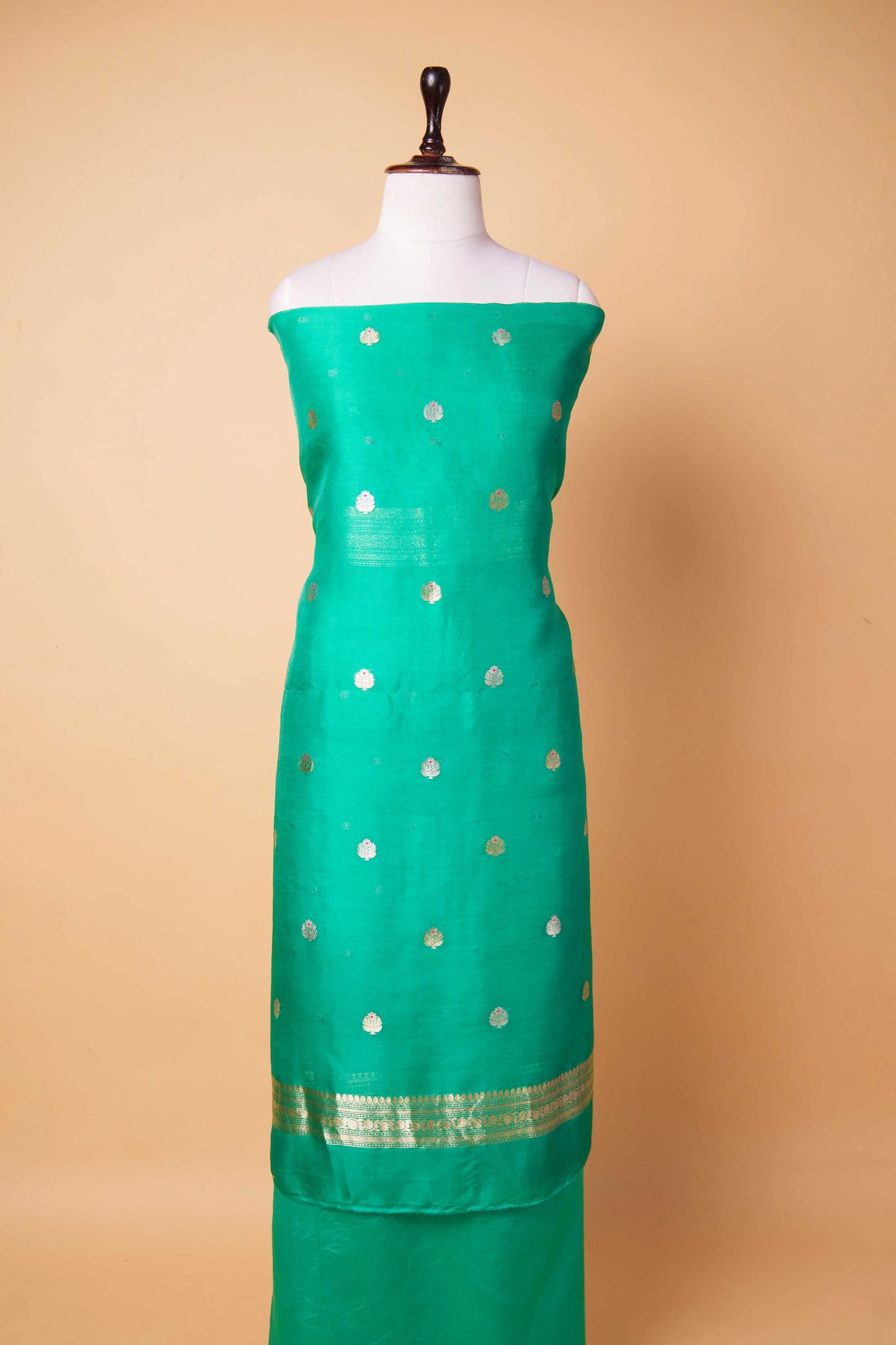 Sea Green Organza Handwoven Suit