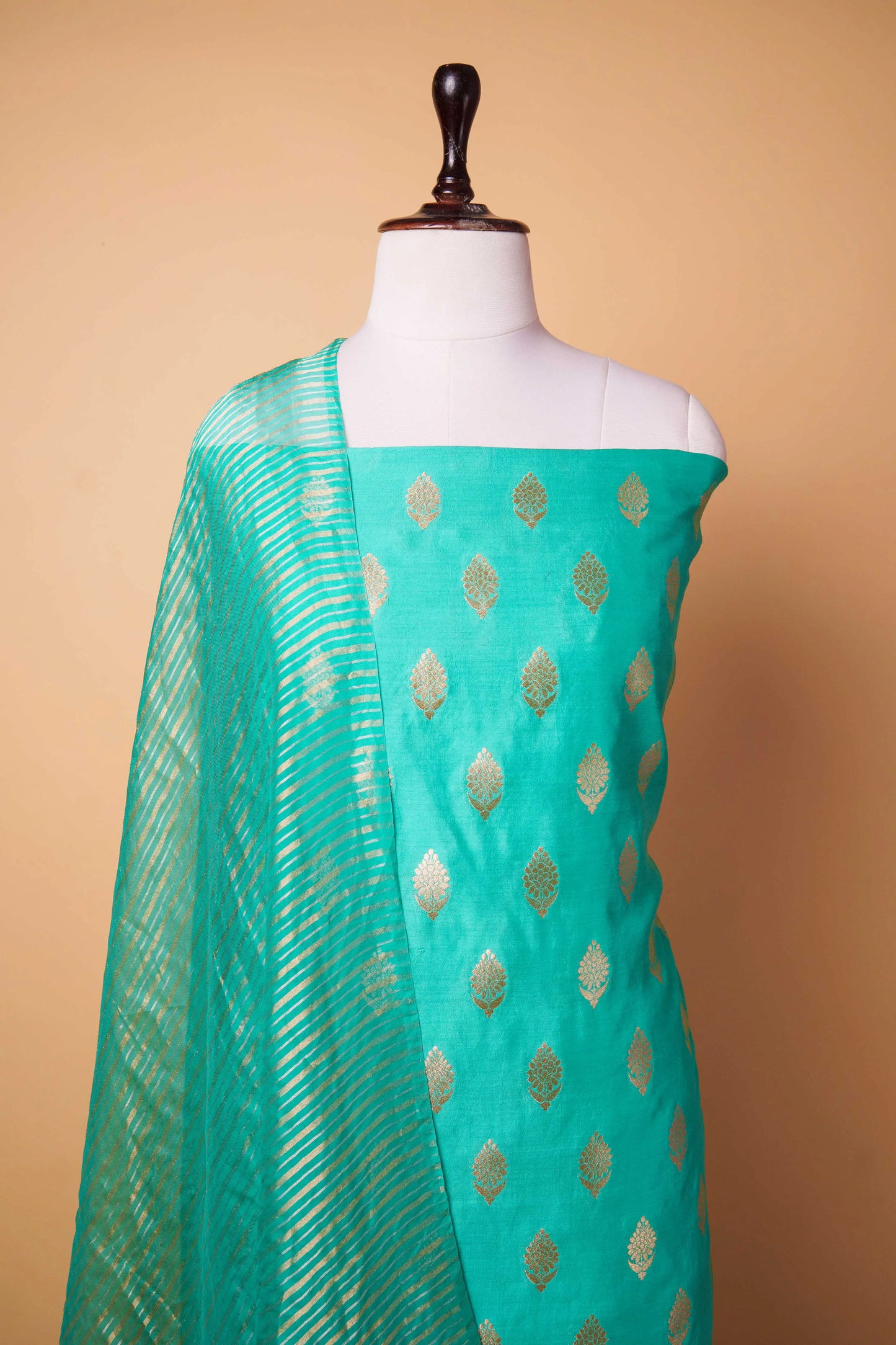 Sea Green Handwoven Chiniya Silk Suit Set
