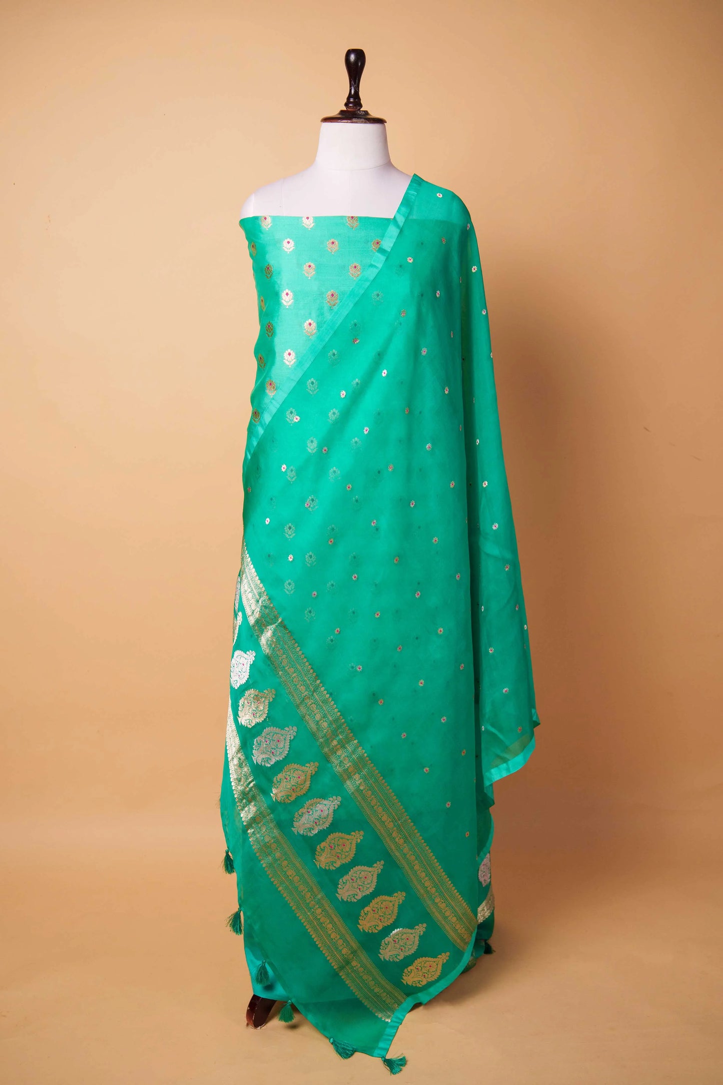 Sea Green Handwoven Chiniya Silk Suit Set