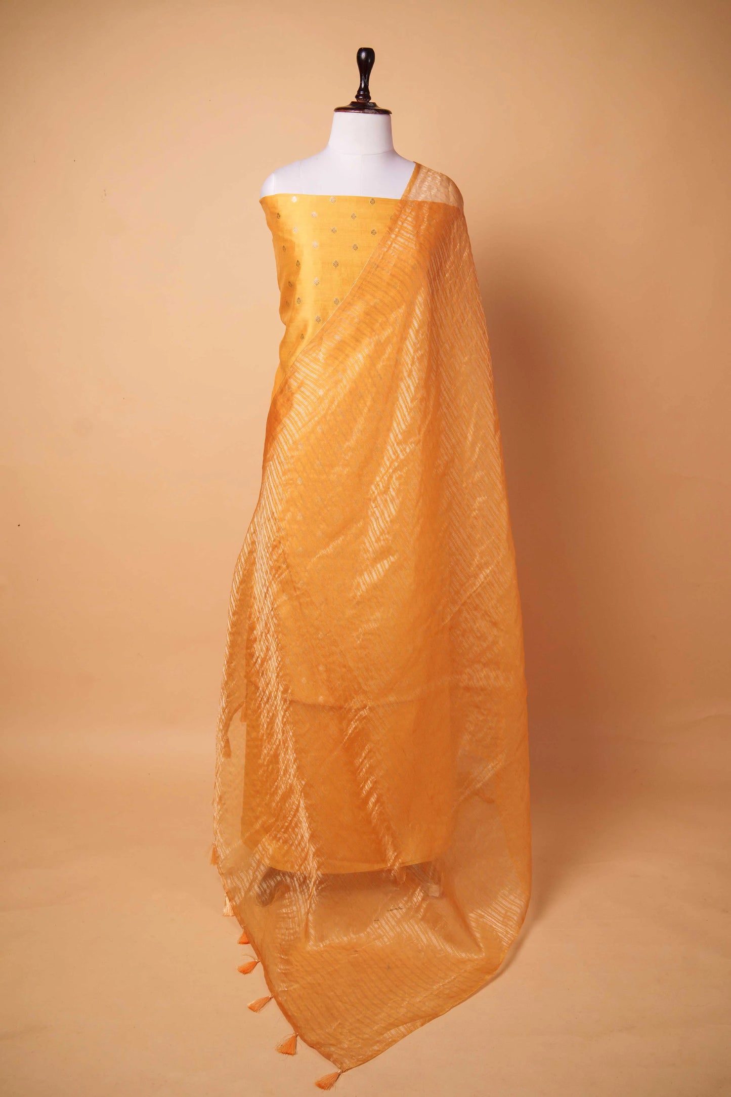 Rich Yellow Handwoven Chiniya Silk Suit Set