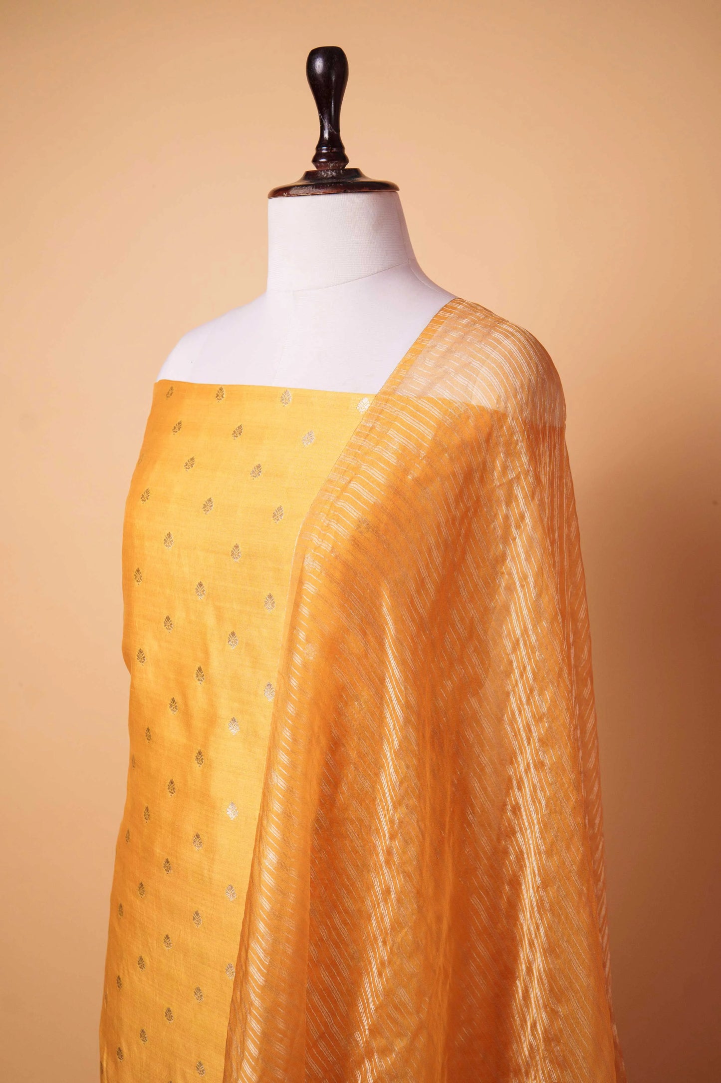 Rich Yellow Handwoven Chiniya Silk Suit Set