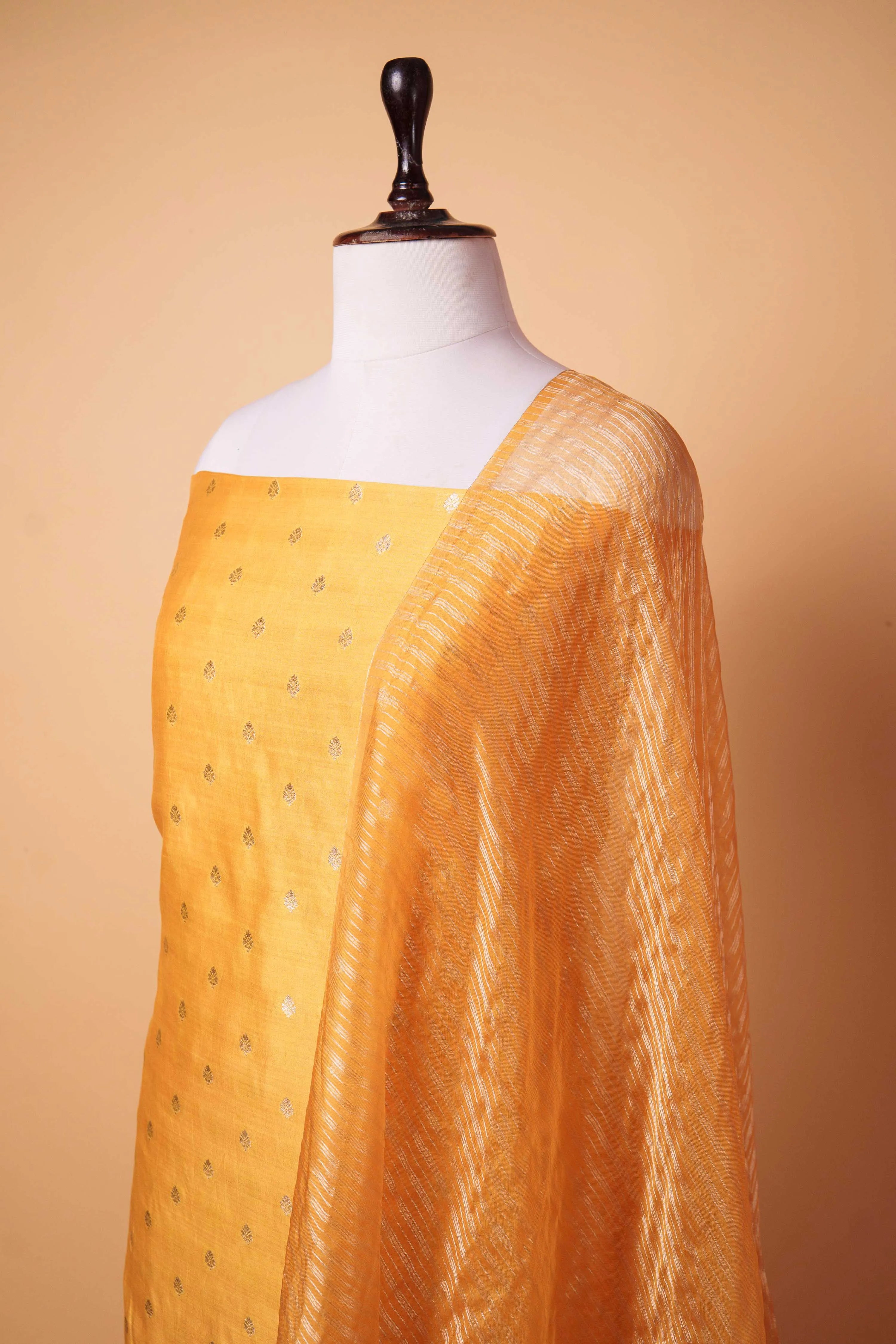 Rich Yellow Handwoven Chiniya Silk Suit Set