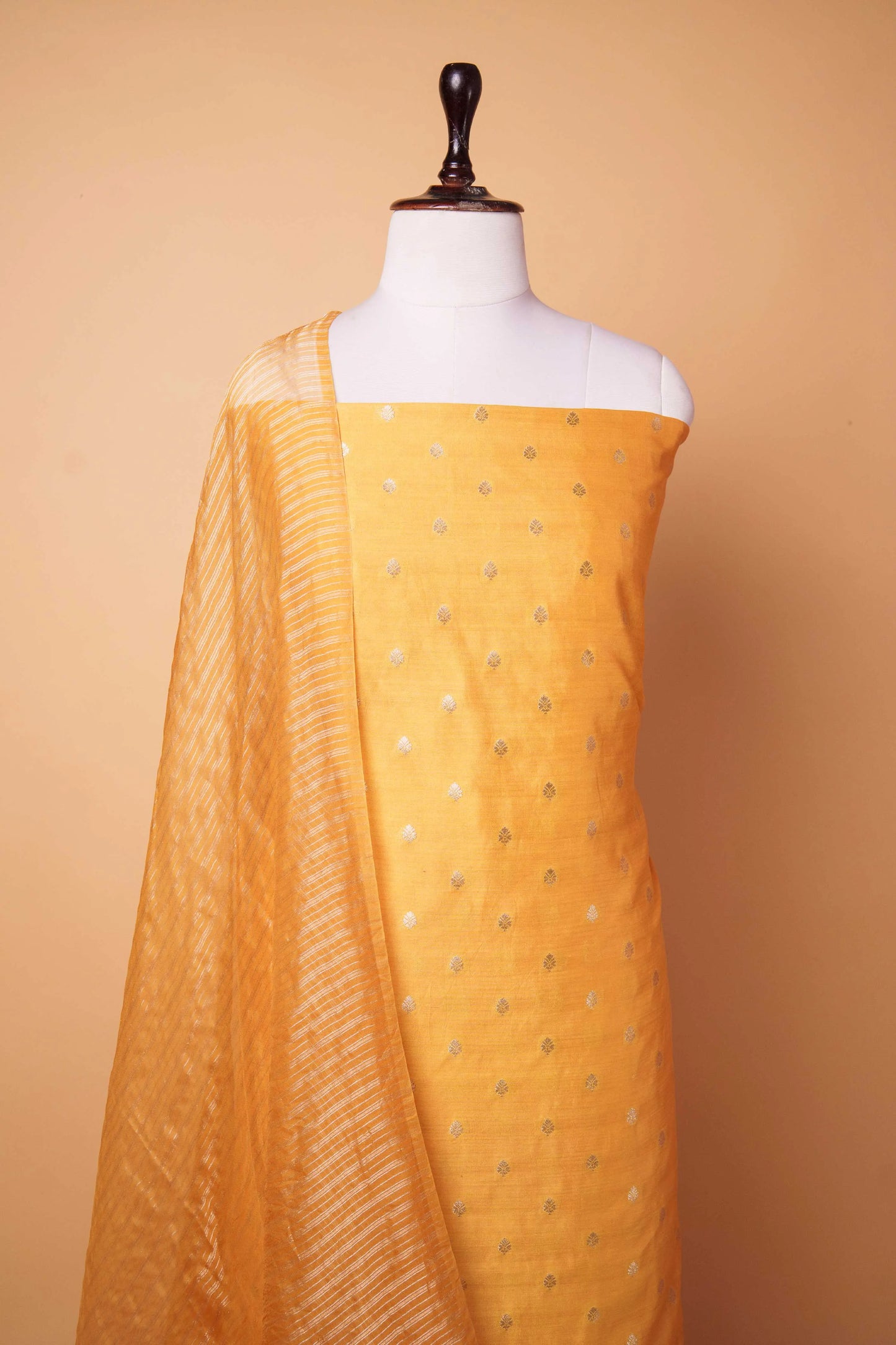 Rich Yellow Handwoven Chiniya Silk Suit Set