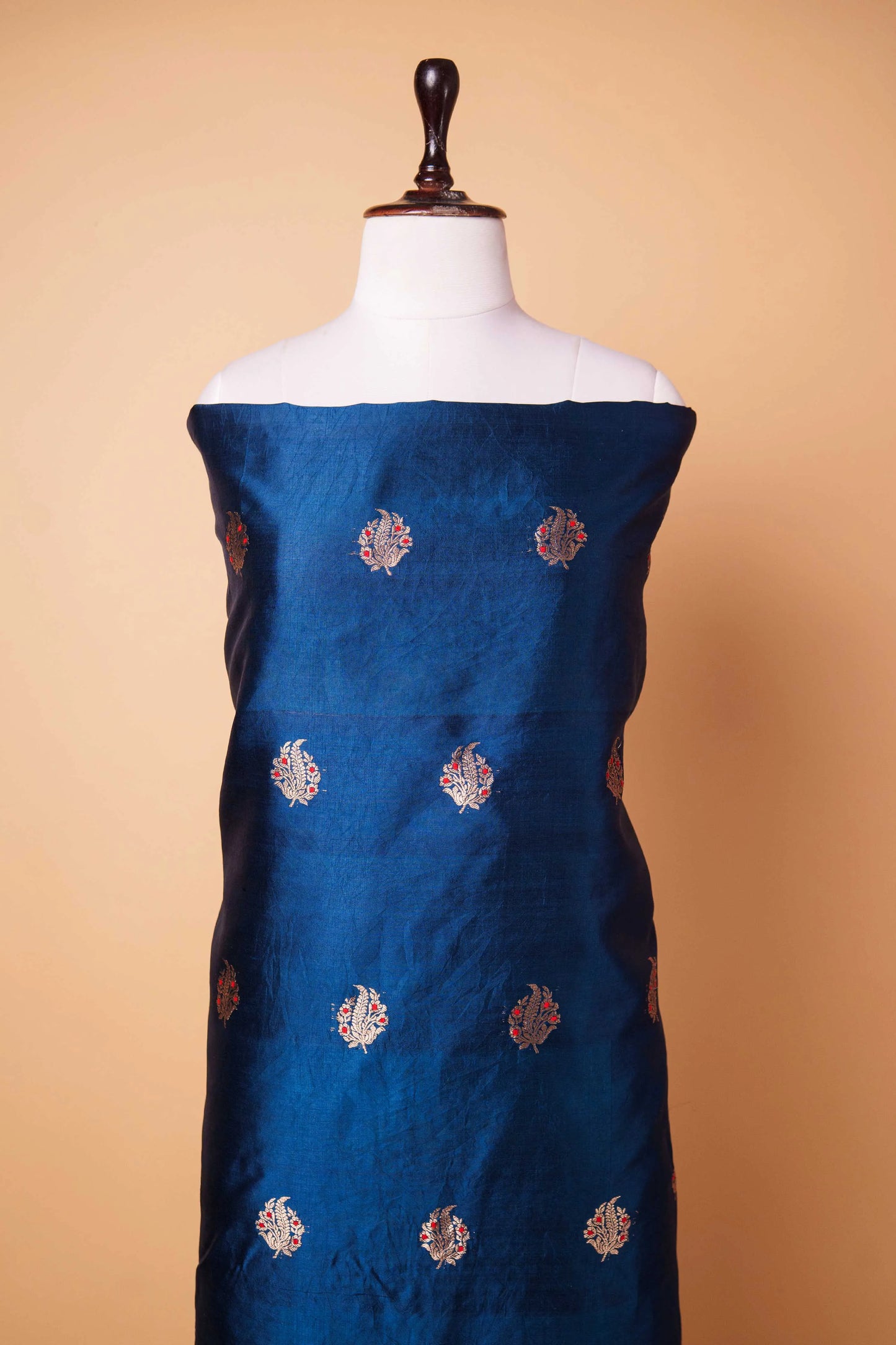 German Blue Puna Silk Weaving Co-ord Set