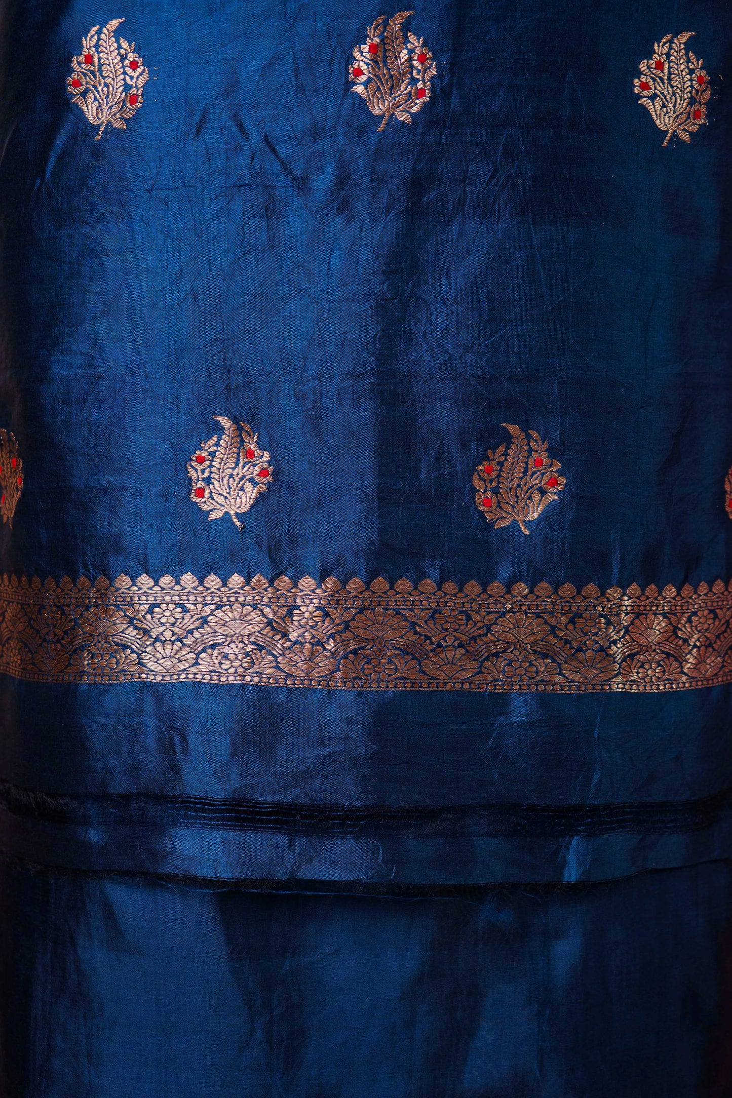 German Blue Puna Silk Weaving Co-ord Set