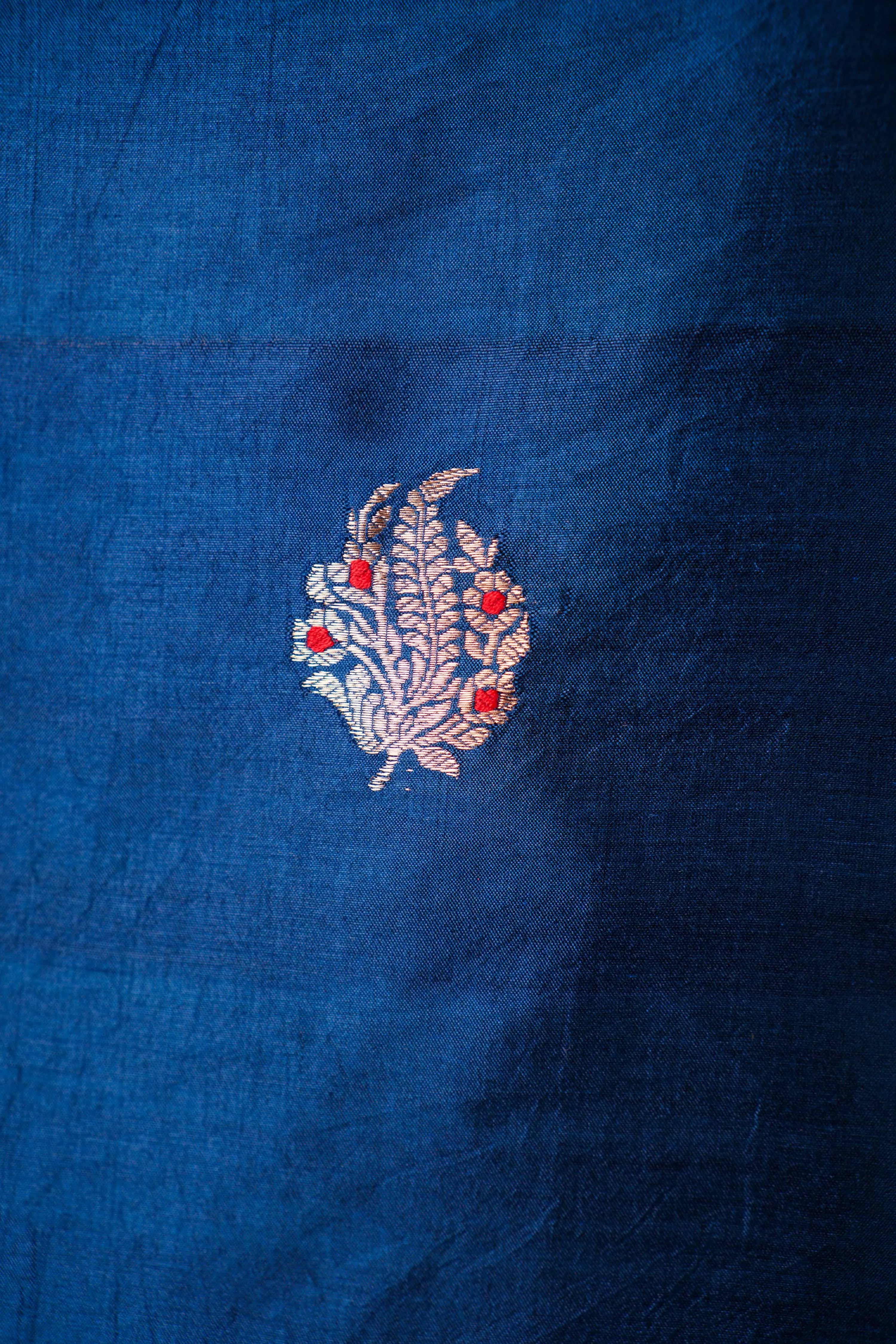 German Blue Puna Silk Weaving Co-ord Set