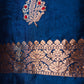 German Blue Puna Silk Weaving Co-ord Set