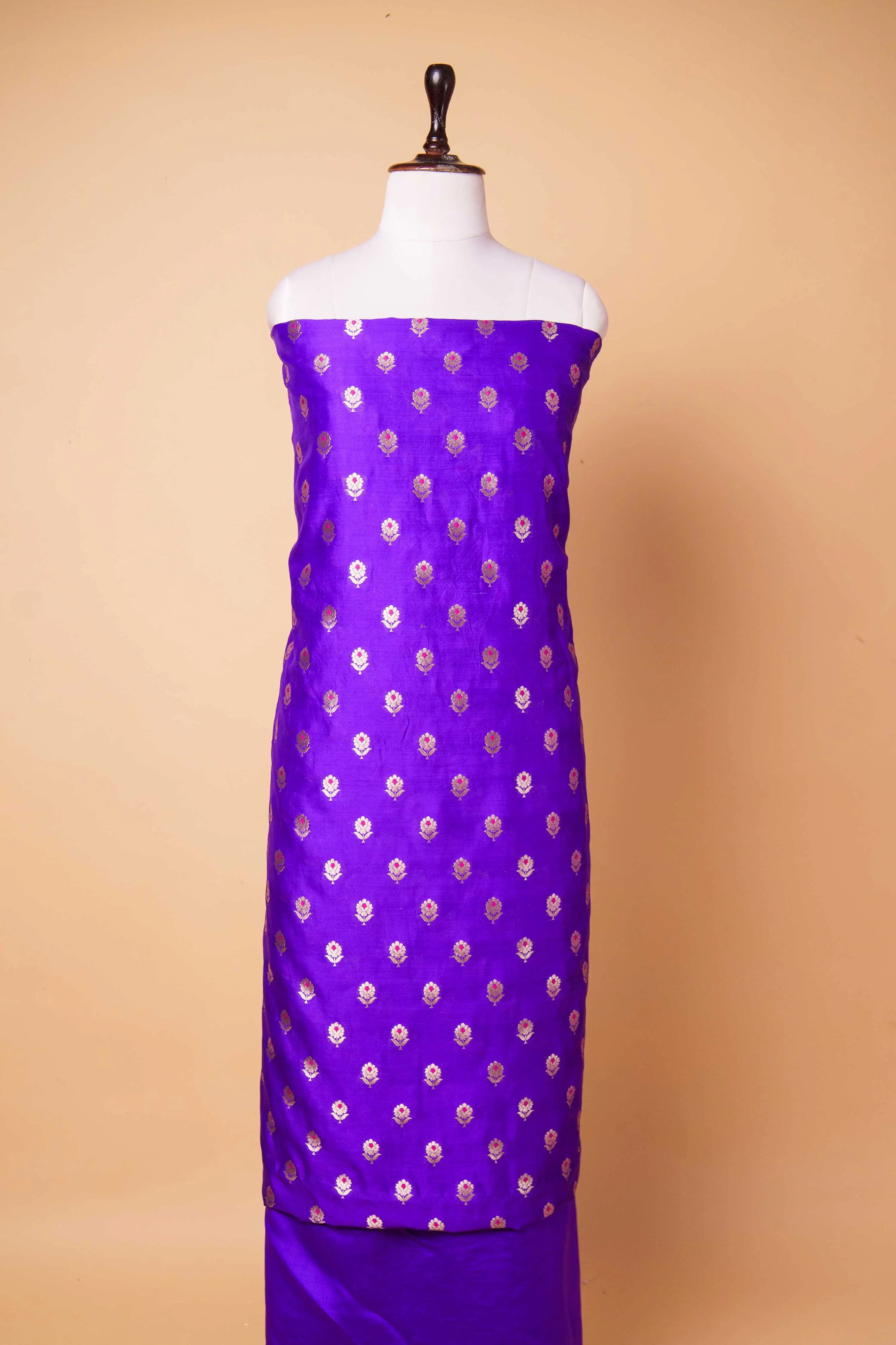 Royal Blue Handwoven Chiniya Silk Suit Set