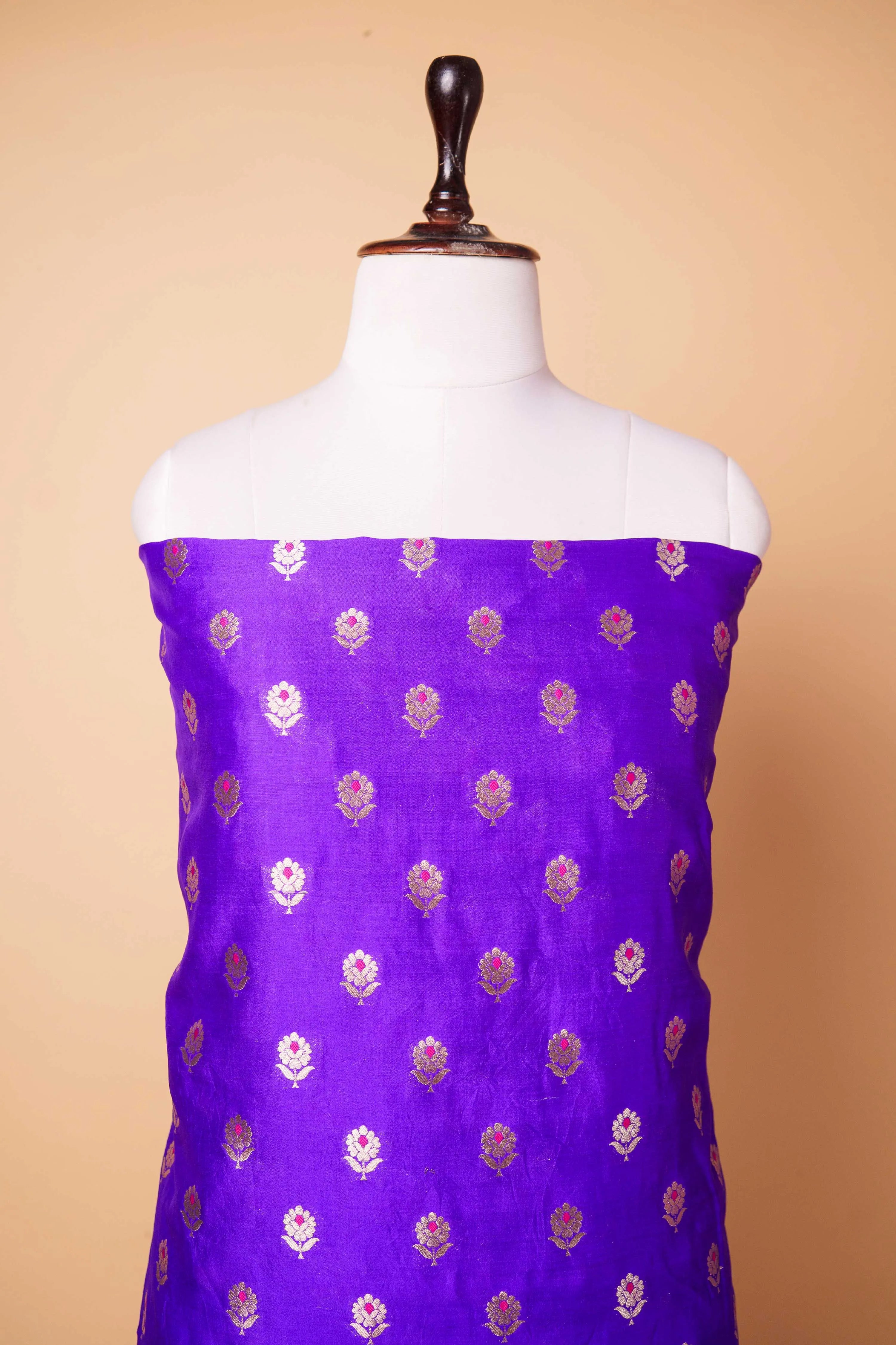 Royal Blue Handwoven Chiniya Silk Suit Set