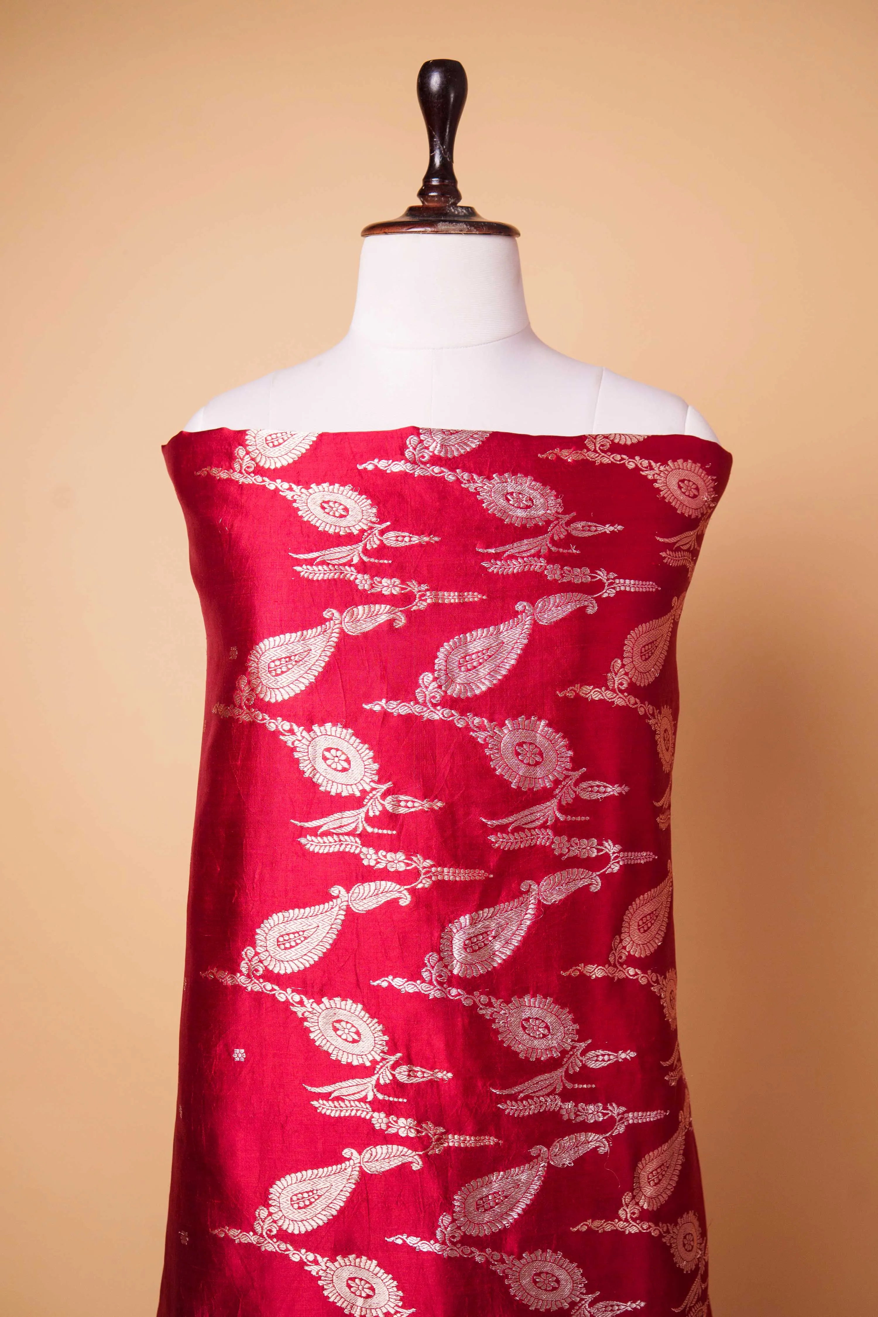 Brick Red Puna Silk Weaving Co-ord Set