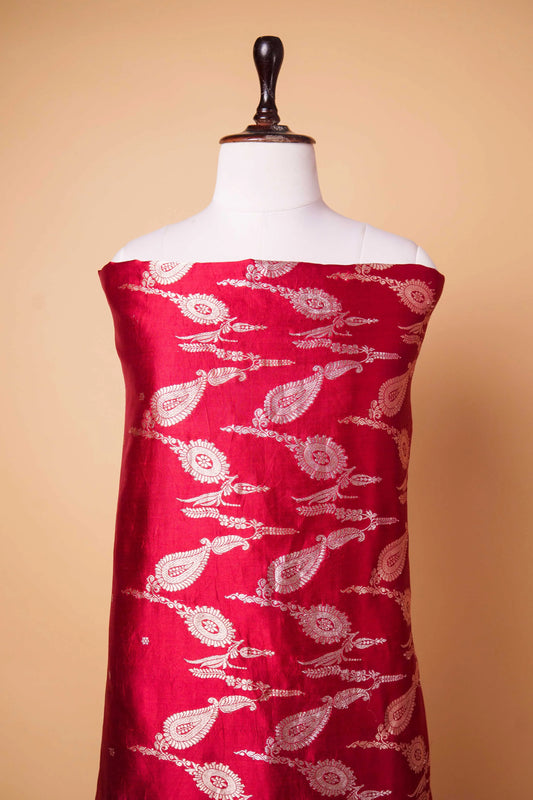 Brick Red Puna Silk Weaving Co-ord Set