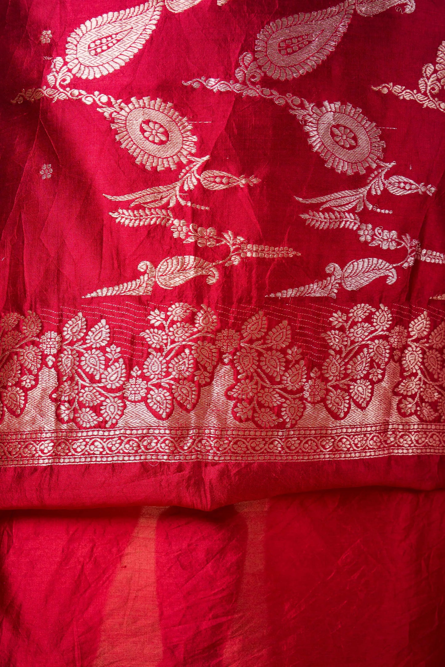 Brick Red Puna Silk Weaving Co-ord Set