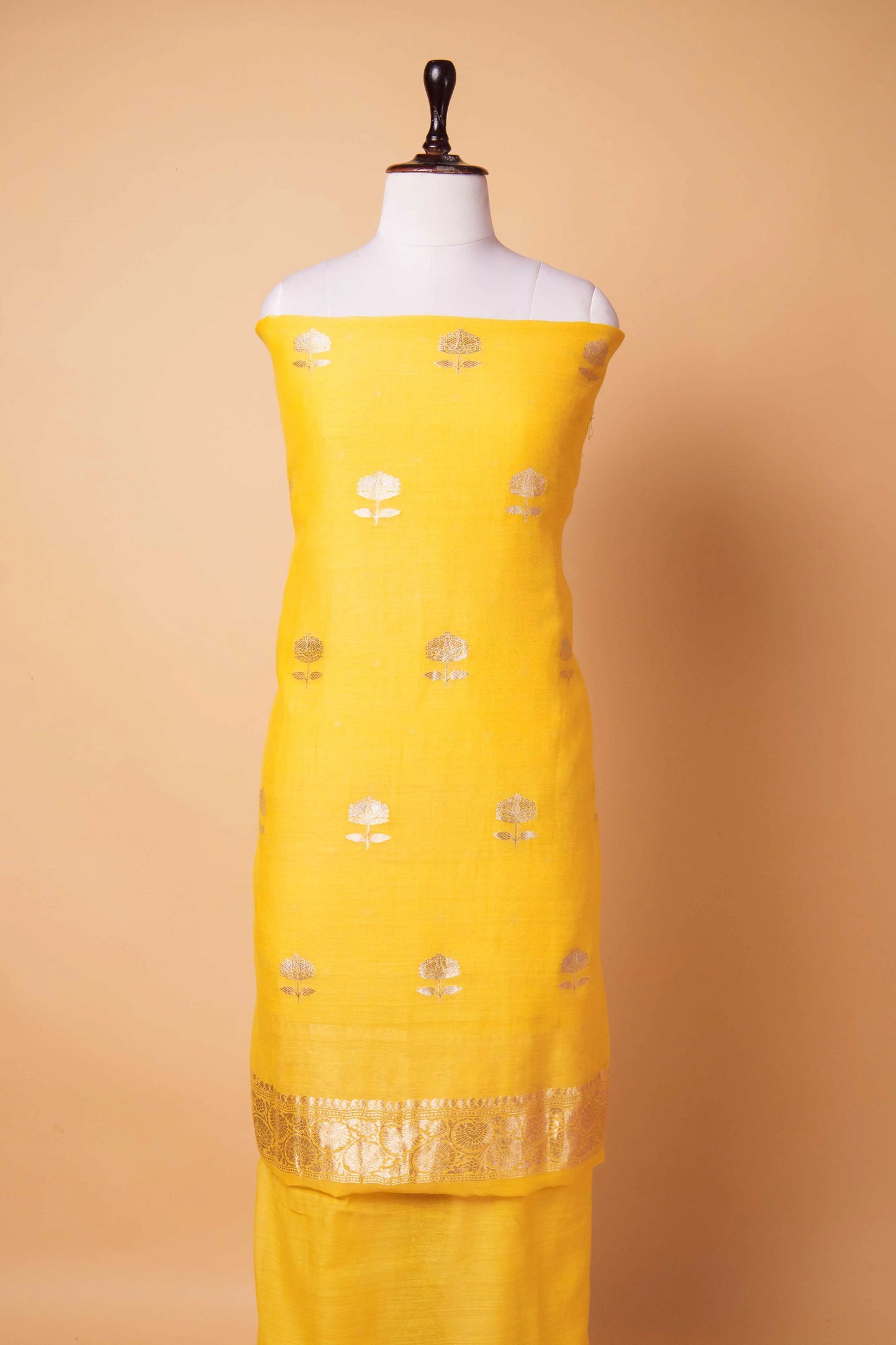 Yellow Linen Silk Weaving Co-ord Set