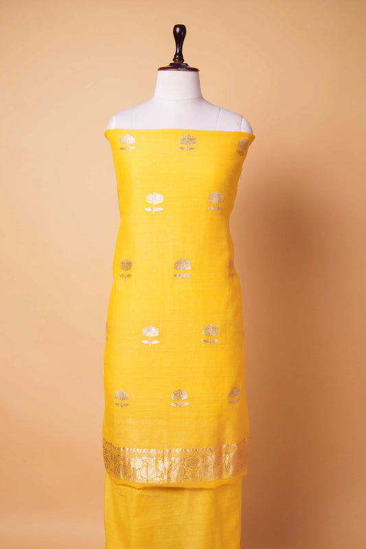 Yellow Linen Silk Weaving Co-ord Set