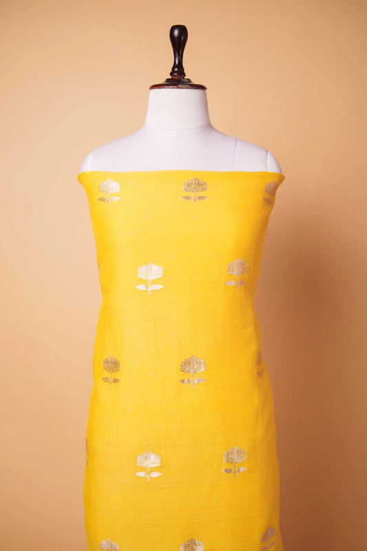 Yellow Linen Silk Weaving Co-ord Set
