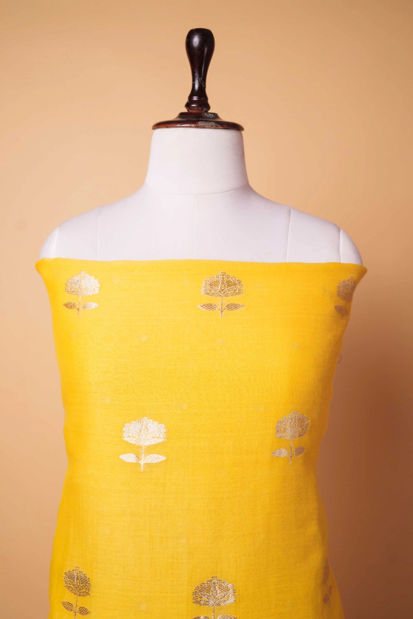 Yellow Linen Silk Weaving Co-ord Set